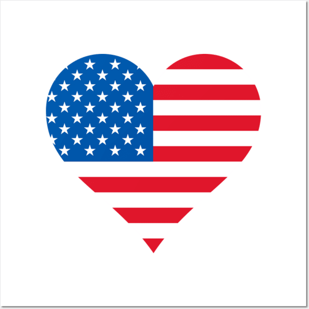 USA flag inside heart shape Wall Art by Redbooster